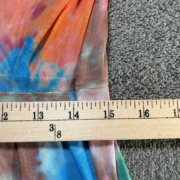 Love Highlight Pants Cover Up Womens XL Multicolor Mesh Sheer Ruffle Psychedelic - Picture 10 of 11